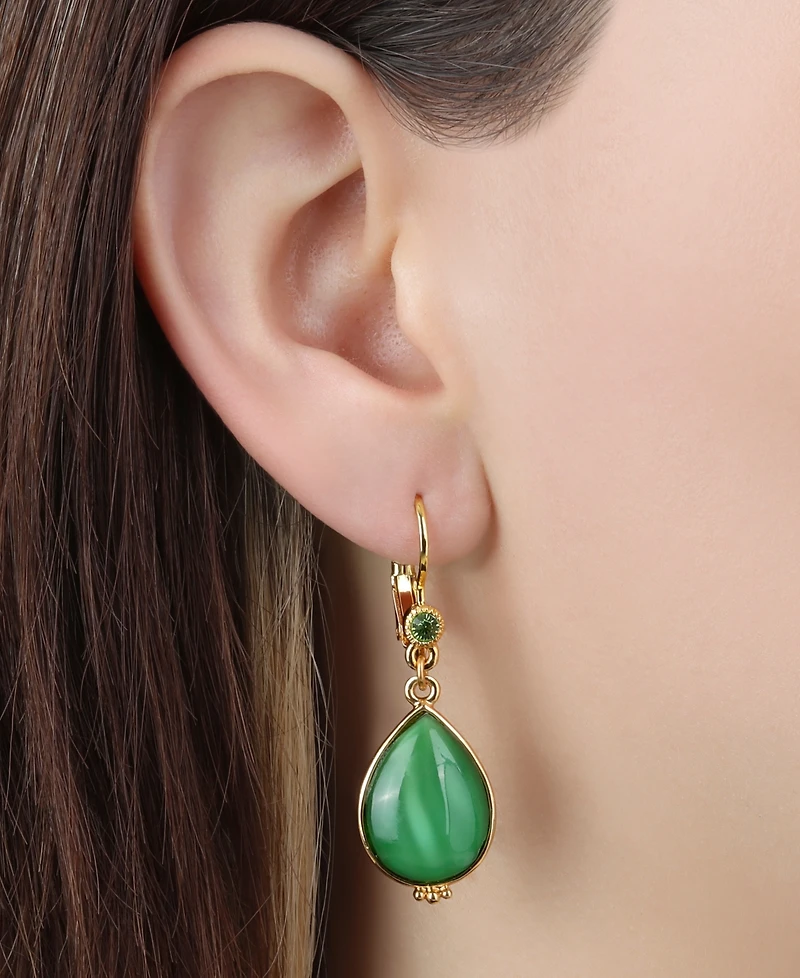 2028 Green Moonstone Teardrop Earrings