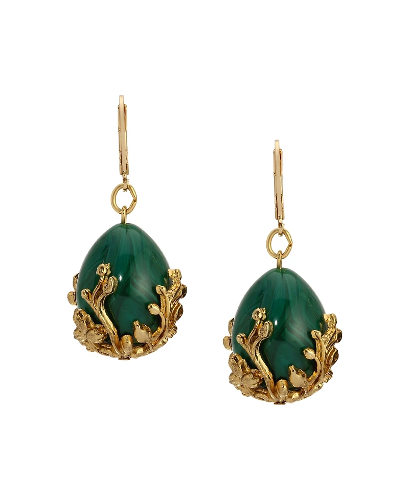 2028 Gold Tone Green Gold Bead Drop Earrings