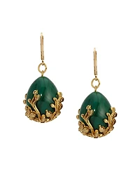 2028 Gold Tone Green Gold Bead Drop Earrings
