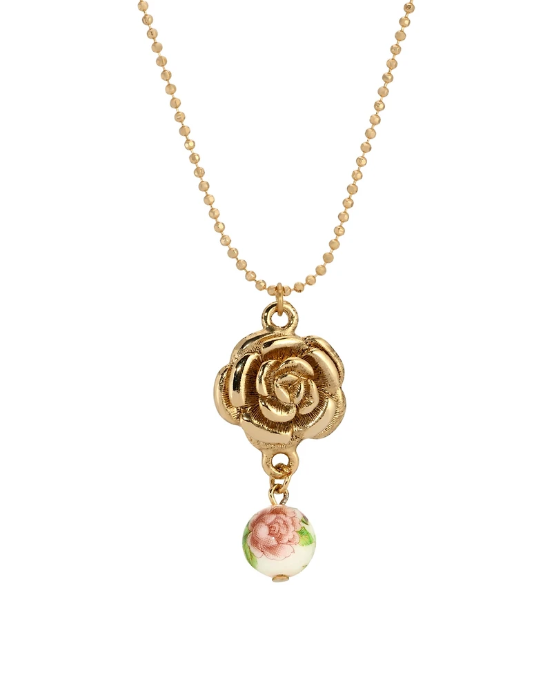 2028 Gold Tone Flower Pendant Necklace