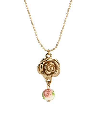 2028 Gold Tone Flower Pendant Necklace