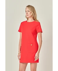 English Factory Women's Gold Button Detailed Mini Dress