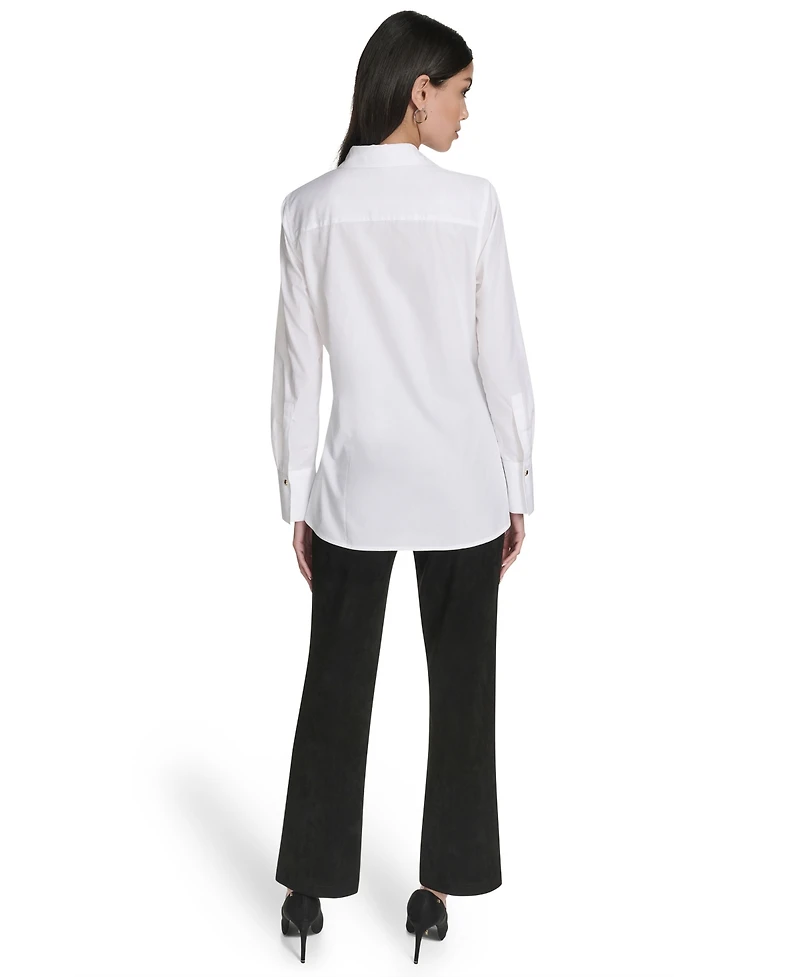 Halston Women's Long Sleeves Poplin Shirt
