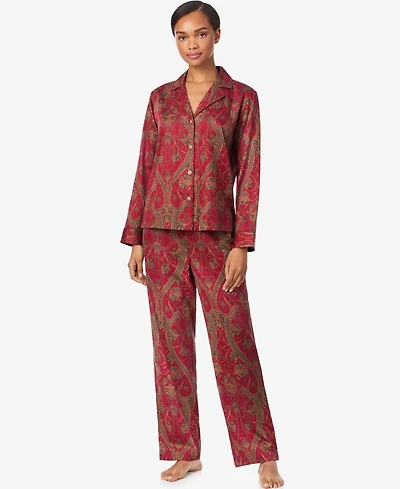 Lauren Ralph Women's Long Sleeves Notch Collar Pajama Set