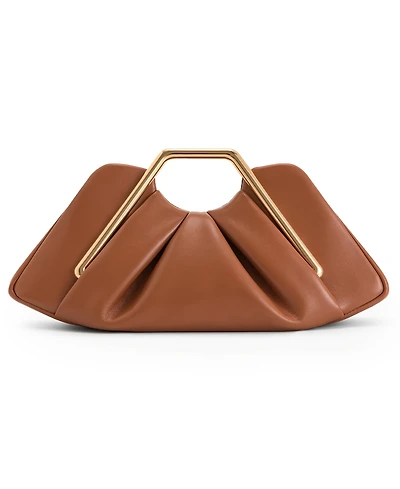 Lila Metal Frame Clutch - Brown