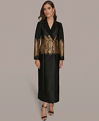 Donna Karan New York Women's Long Sleeve Jacquard Coat Dress