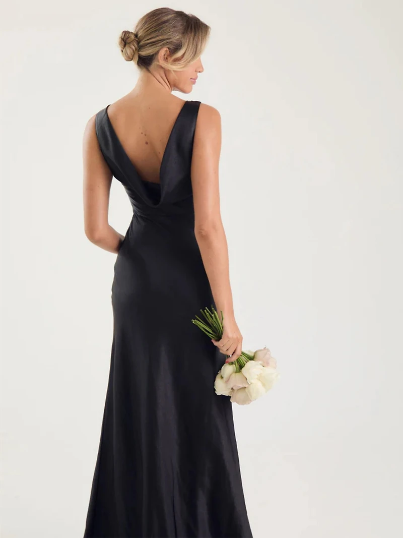 Six Stories Cowl Back Satin Bridesmaid Dress