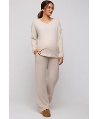 Pinkblush Maternity Ribbed Soft Knit Long Sleeve Pajama Set