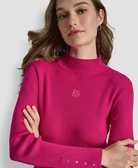 Dkny Jeans Women's Rib Long Sleeves Slim Fit Sweater