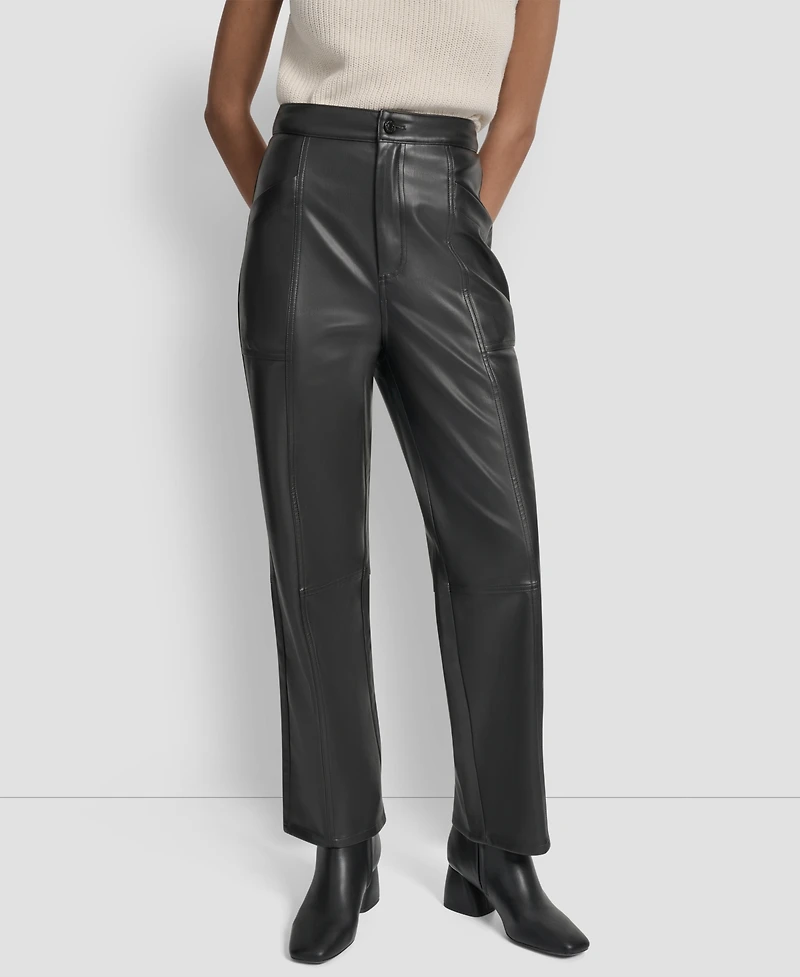 Dkny Jeans Women's High Rise Straight Leg Seamed Pants