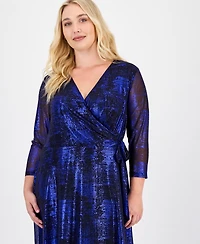 Connected Plus Metallic Side-Tie Midi Dress