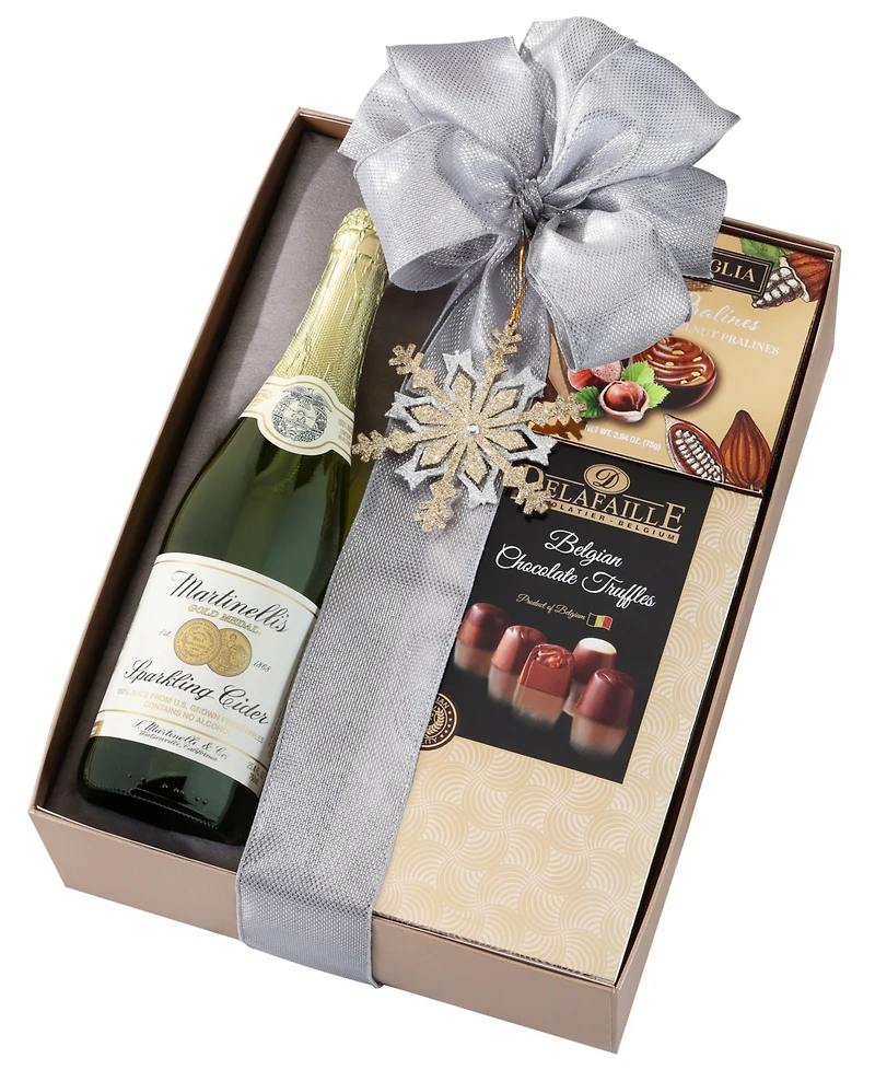 Wine Country Gift Baskets Holiday Chocolate and Martinelli's Cider Gift Box, 3 Piece