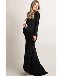 PinkBlush Black Long Sleeve Photoshoot Maternity Gown/Dress