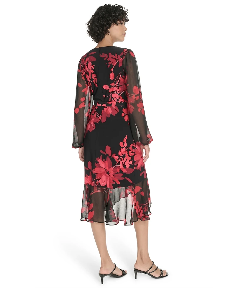 Tommy Hilfiger Women's Sheer Balloon Sleeve Dress