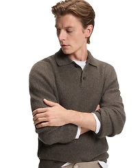 Boss by Hugo Men's Beckham x Mouline Rib Polo-Collar Sweater