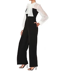 White Tie by Shani Women's Tuxedo Collared Jumpsuit