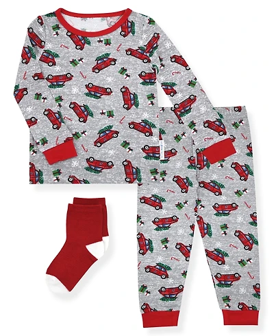 Max & Olivia Baby and Toddler Boys Snug Fit Holiday 3-Piece Pajama Set