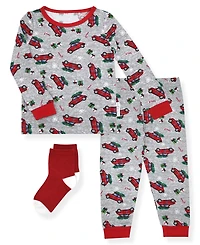 Max & Olivia Baby and Toddler Boys Snug Fit Holiday 3-Piece Pajama Set