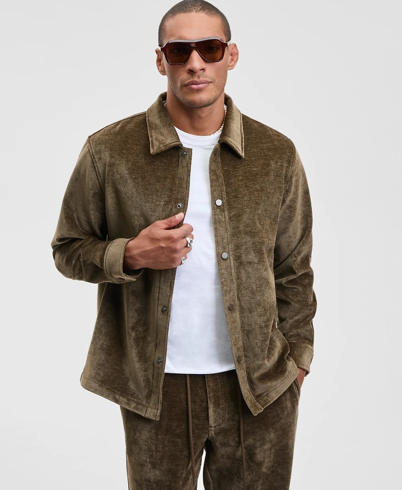 Mode of One Men's Relaxed Fit Snap Front Soft Overshirt, Macy's Exclusive