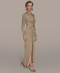 Donna Karan New York Women's V-Neck Draped Gown