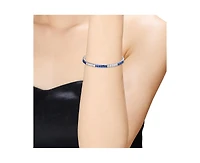 Rachel Glauber White Gold Plated with Alternating Colored and Clear Cubic Zirconia Tennis Bracelet