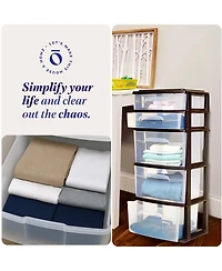 Homz Plastic 5 Drawer Home Storage Container TowerCloset Organizer, Black Frame