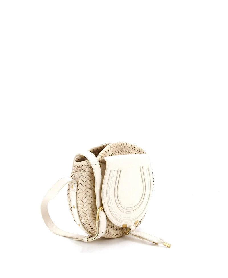 Pre-Owned Chloe Small Marcie Basket Crossbody Bag Raffia and Leather