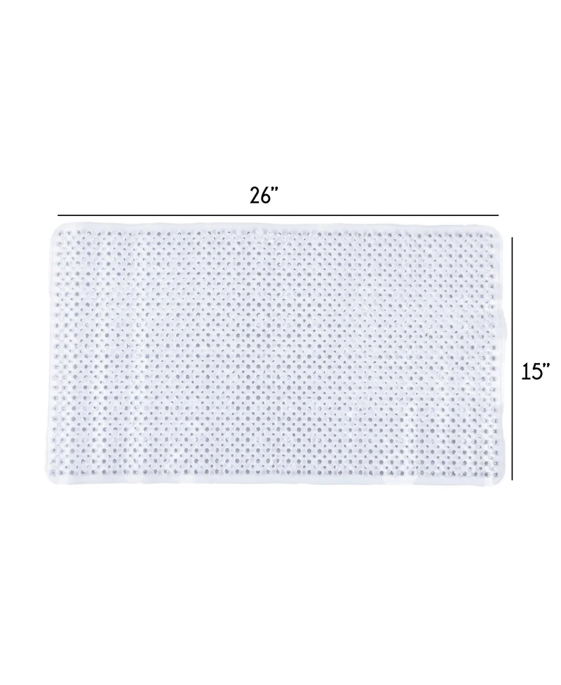 Cameo Non-Slip Bathtub mat, 26" x 15" Grass Texture Shower Mat with Suction Cups and Water Drain Holes, Bpa, LaTeX, Phthalate Free