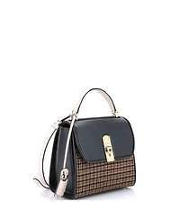 Pre-Owned Salvatore Ferragamo Small Boxyz Top Handle Bag Printed Wool and Leather