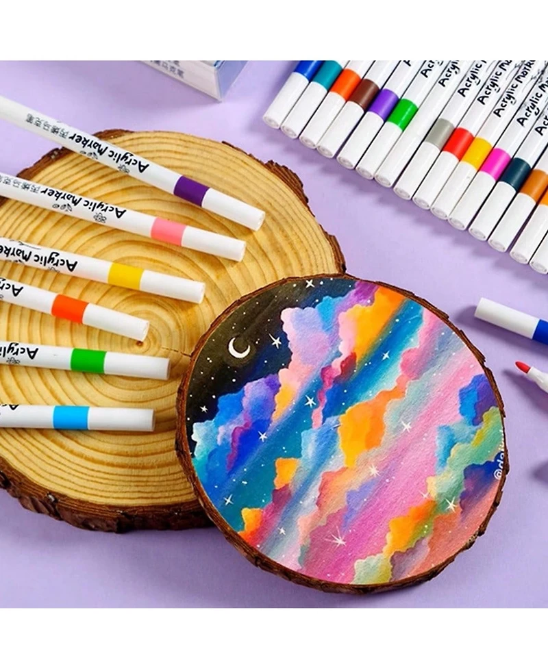 Htutwoo 24pcs Acrylic Marker Pen, Pen To Graffiti Art Of Diy Pens, Colorful Pen Sets, Waterproof, Exquisite Gift To The Student,School Supplies