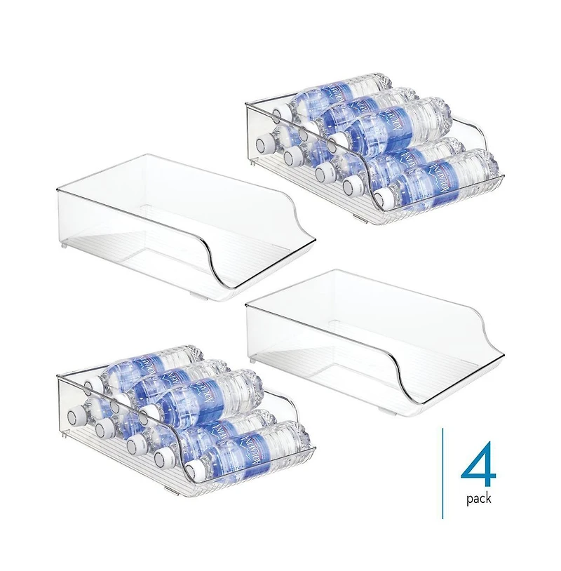 iDesign Water Bottle Organizer for Fridge - Set of 4 - Clear - Made in Usa