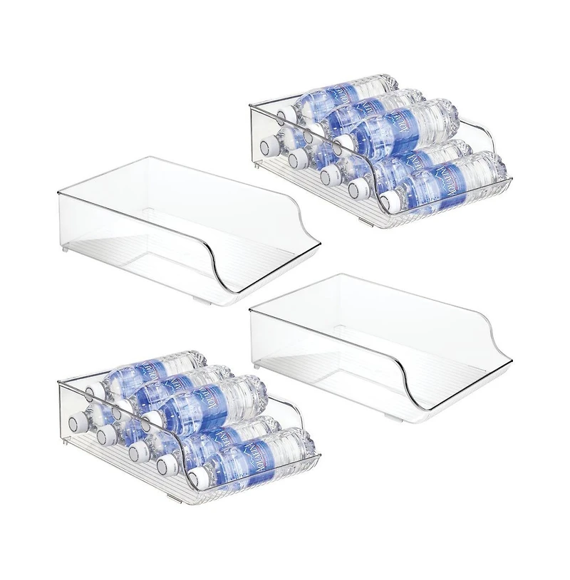 iDesign Water Bottle Organizer for Fridge - Set of 4 - Clear - Made in Usa