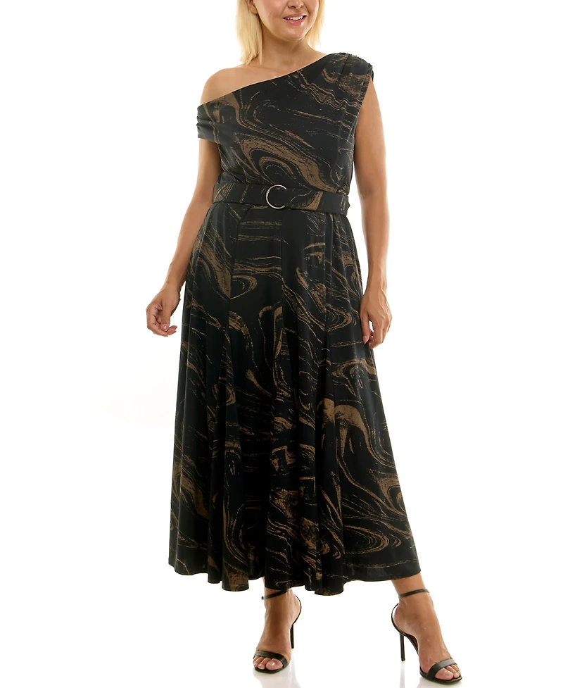Taylor Plus Off-The-Shoulder Belted Maxi Dress