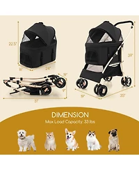 Ecooso 3-In-1 Pet Stroller with Removable Car Seat Carrier
