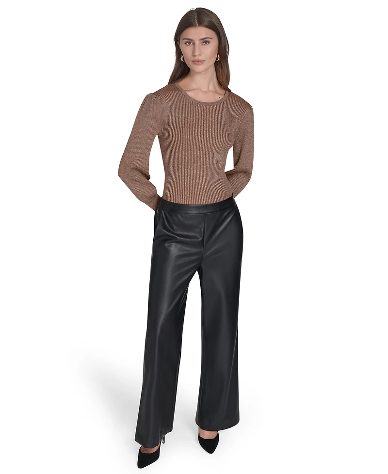 Halston Women's Mid Rise Wide Leg Pants