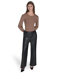 Halston Women's Mid Rise Wide Leg Pants