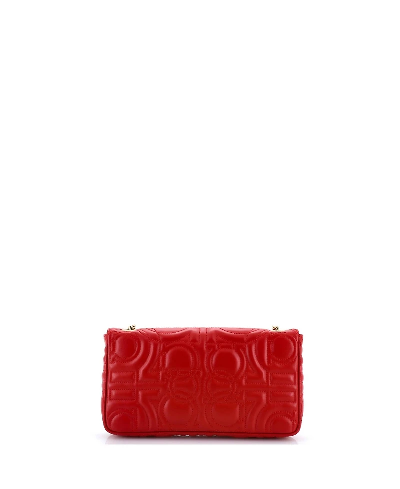 Pre-Owned Salvatore Ferragamo Mini Gancini Chain Wallet Gancini Quilted Leather