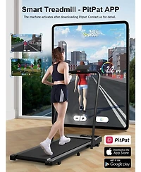 DeerRun 3-in-1 Walking Pad Treadmill 300lb capacity, 3.0HP quiet motor. Foldable for home/office use with remote & App control