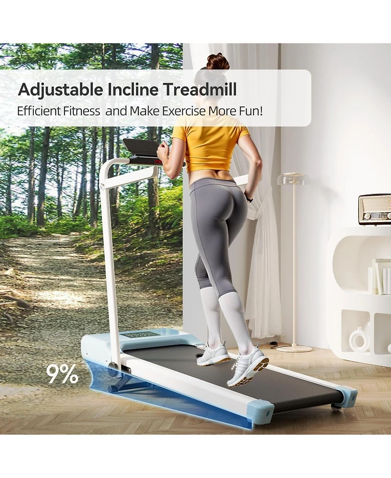 DeerRun 3-in-1 treadmill w/ handlebar. 300LB cap, 3.0HP motor, Led display, remote & App control. Foldable for small home/office spaces