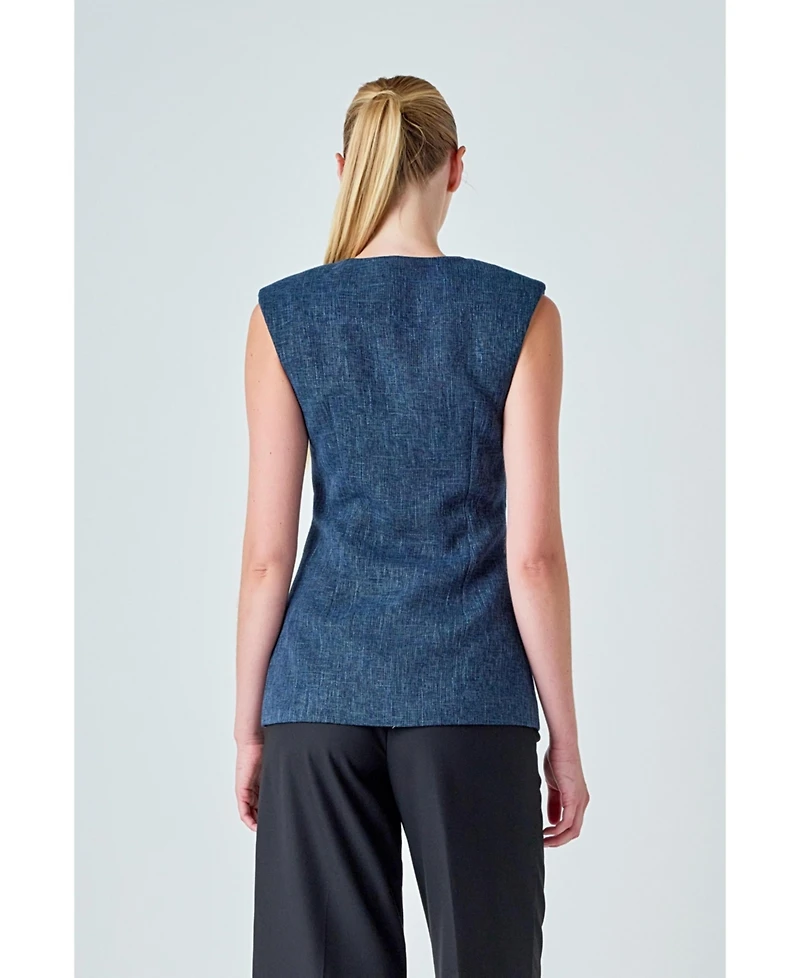 endless rose Women's Textured Fabric Long Vest