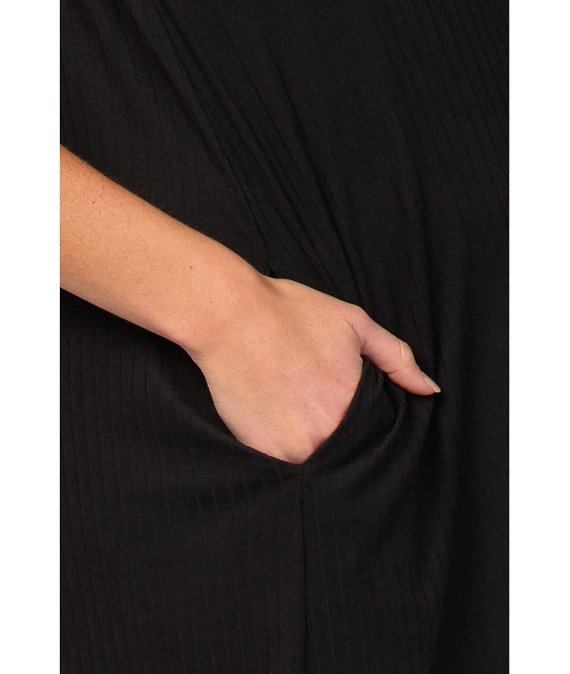 Pinkblush Maternity Black Ribbed Curved Hem Midi Dress