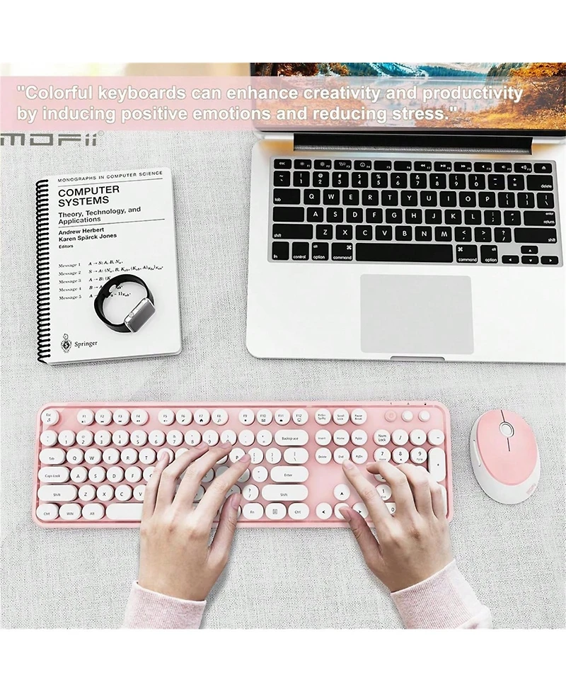 Ergonomic Wireless Keyboard And Mouse Set - 104 Keys Full Size 2.4G Wireless Keyboard Mouse Combo Keycaps Keyboard For Desktop/Laptop