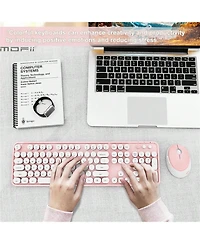 Ergonomic Wireless Keyboard And Mouse Set - 104 Keys Full Size 2.4G Wireless Keyboard Mouse Combo Keycaps Keyboard For Desktop/Laptop