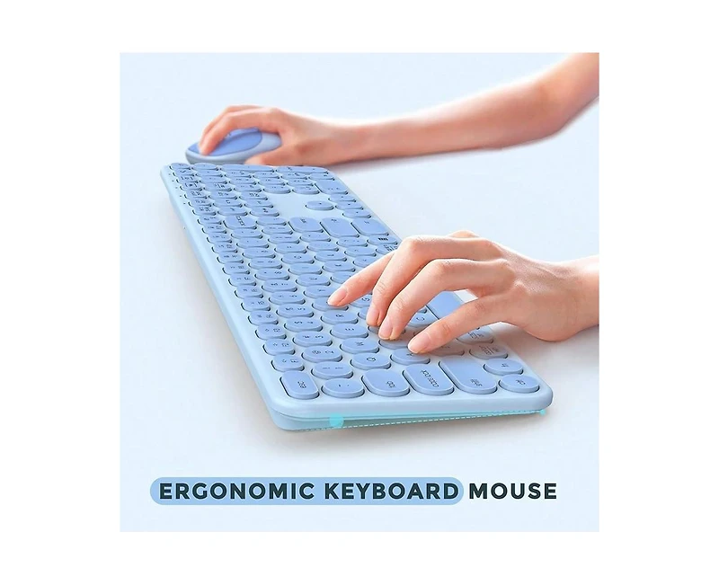 Wireless Keyboard And Mouse Combo - Usb & Type C 2-In-1 Receiver, Full Size Wireless Keyboard Mouse Combo, Compatible with Laptop, Desktop