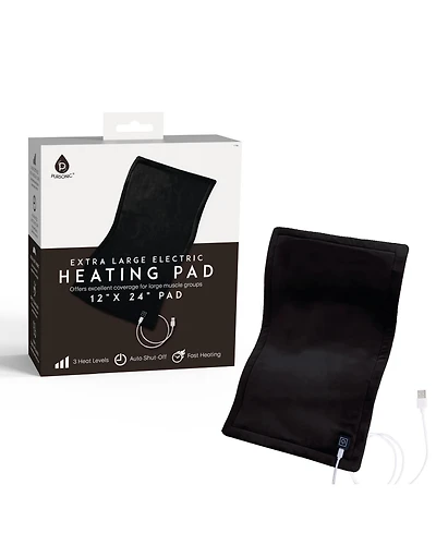 Pursonic Large Electric Heating Pad with Usb-c – 12"x24", Ultra Soft Fabric, 3 Heat Settings, Auto Shut-Off