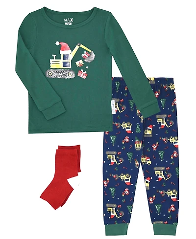 Max & Olivia Baby and Toddler Boys Snug Fit Holiday 3-Piece Pajama Set