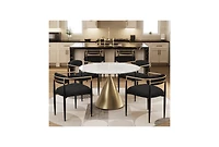 Morden Fort 47" Round Faux Marble Dining Set with 4 Dining Arm Chairs for Kitchen