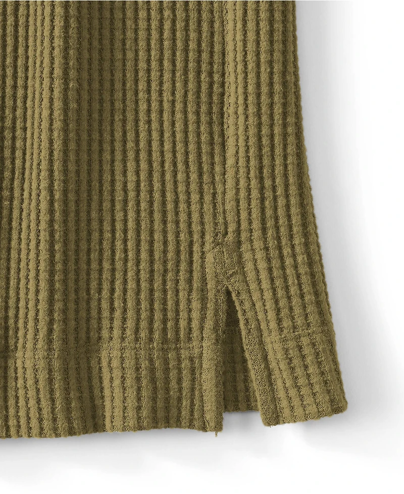 Lands' End Women's Long Sleeve Waffle Shawl Collar Henley