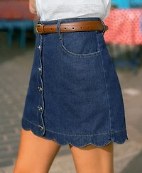 Cupshe Women's Round & Blue Mini Skirt