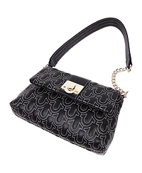 True Religion Horseshoe Quilt Logo Plaque Flap Shoulder Bag